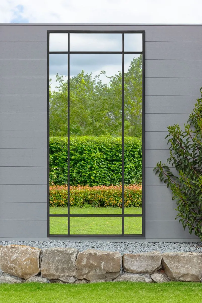 MirrorOutlet Black Contemporary Wall & Leaner Garden Mirror 71"x 33" 180x85cm 2