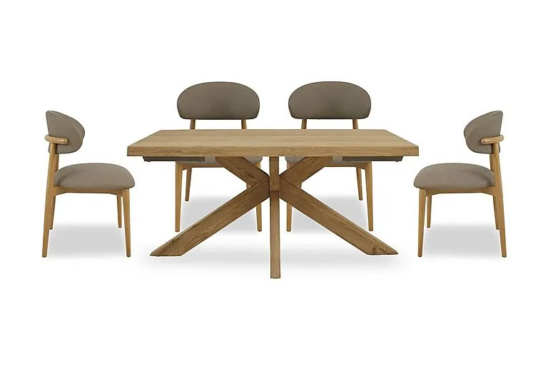 Riga Dining Table with Wooden Star Base and 4 Wooden Chairs - 140-cm - Taupe