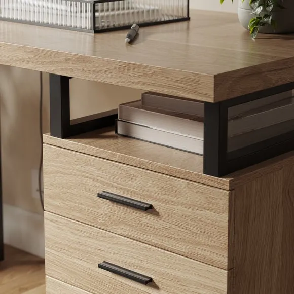 Edison Storage Desk Oak Effect 3