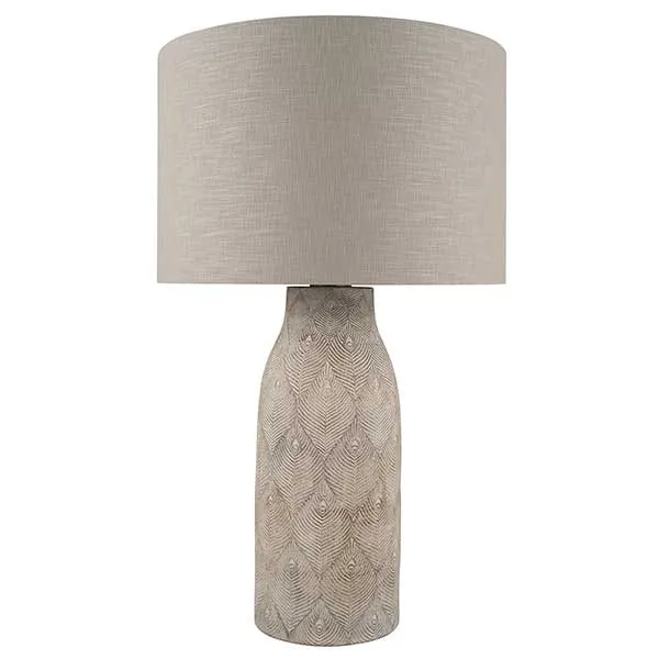 Etched Feather Stoneware Table Lamp