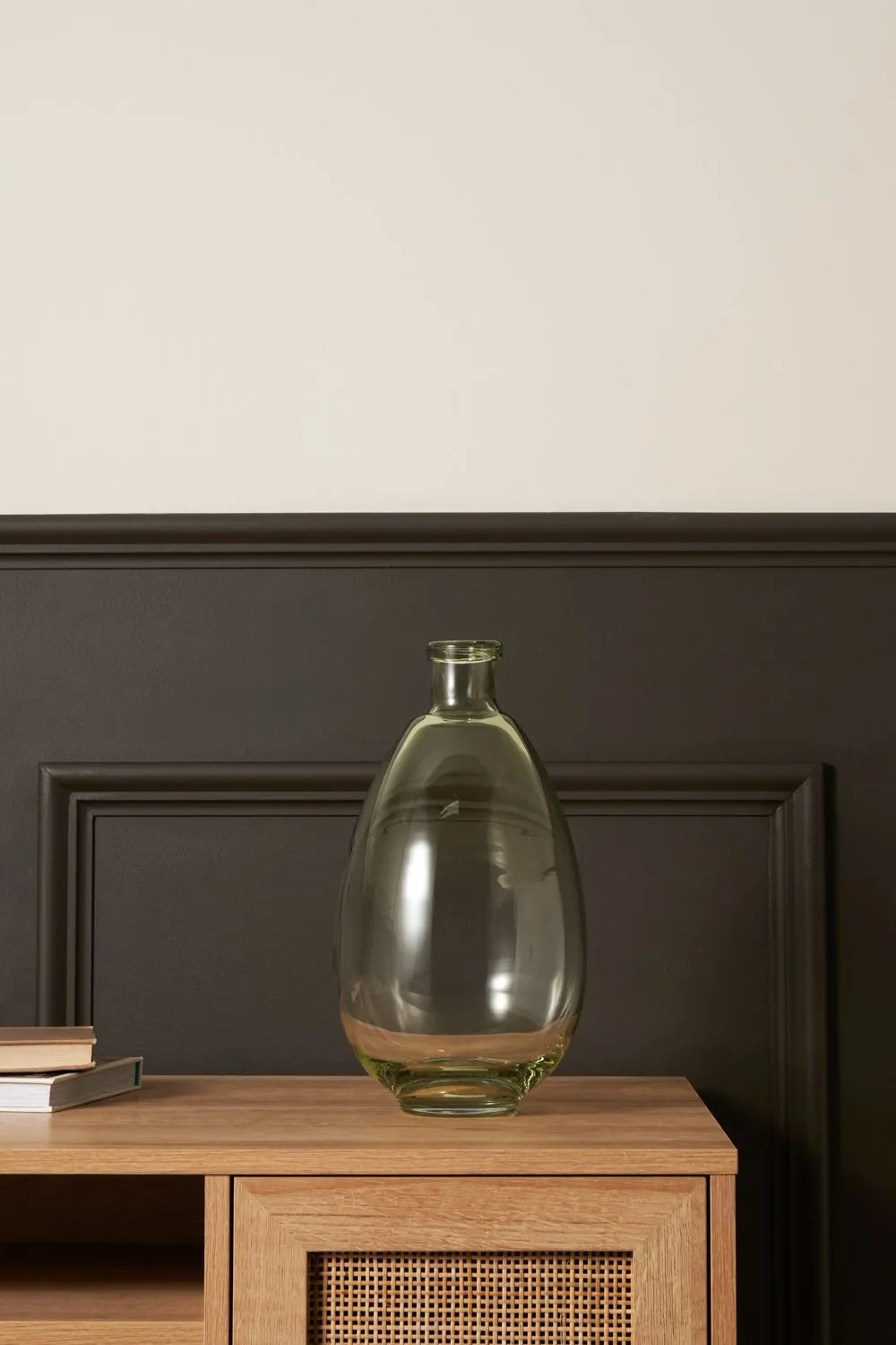 BHS Tall Round Glass Vase, Green Tint 2