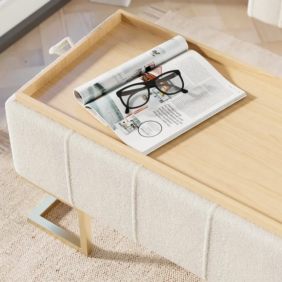 Holland Tray Table Ottoman, Ivory Sherpa 6
