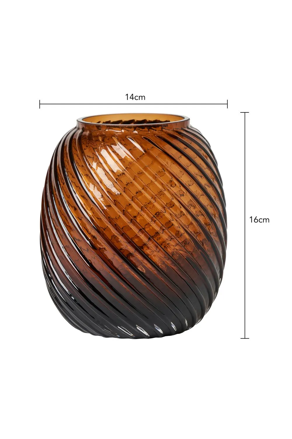 BHS Cognac Spiral Glass Vase in Amber 5