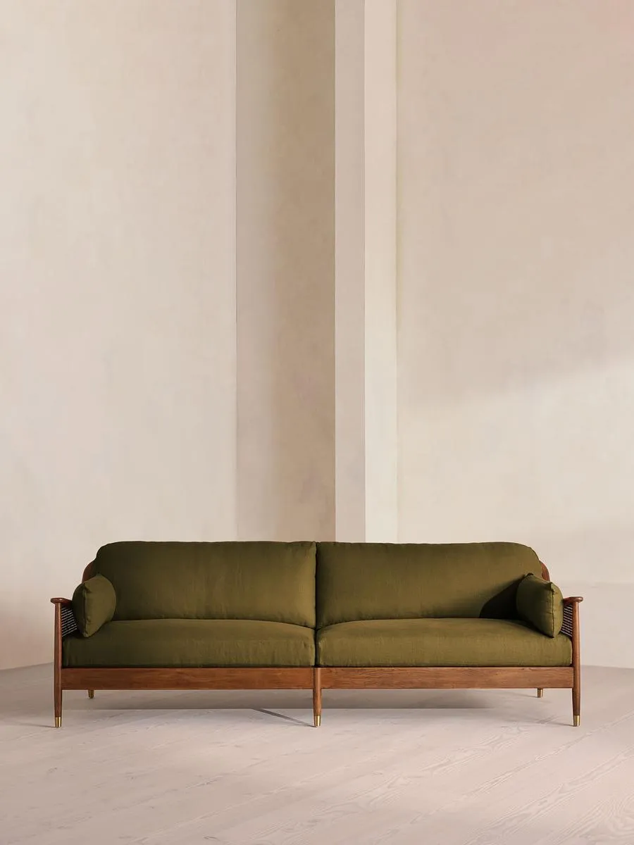 Atlanta Four Seater Sofa, Linen, Olive