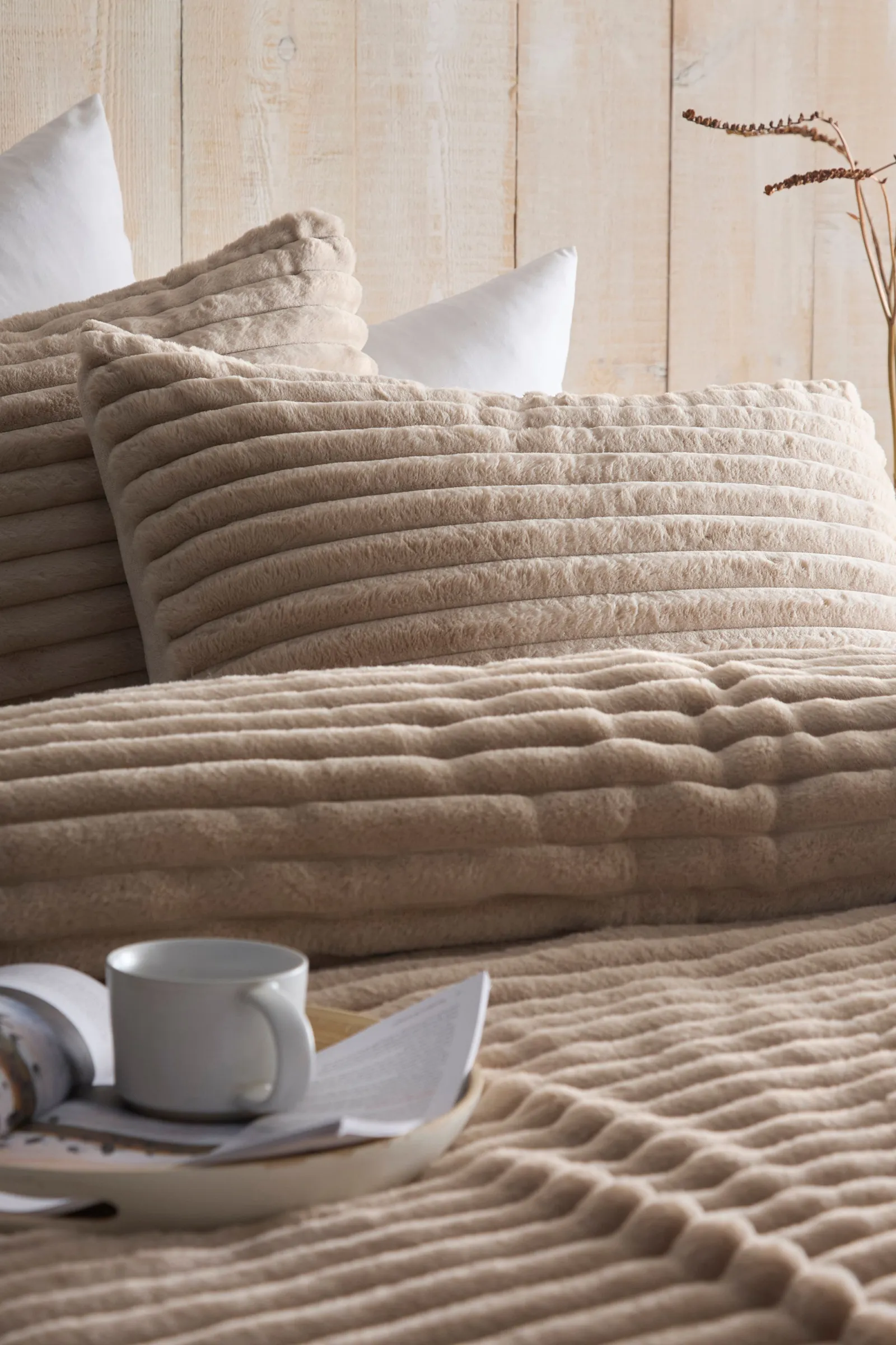 Appletree 'Morritz' Soft Ribbed Faux Fur Duvet Cover Set in Natural 2