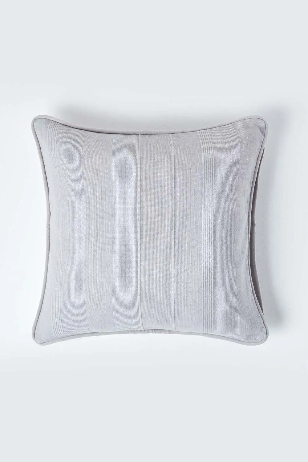 Homescapes Cotton Rajput Ribbed Cushion Cover in Silver 1