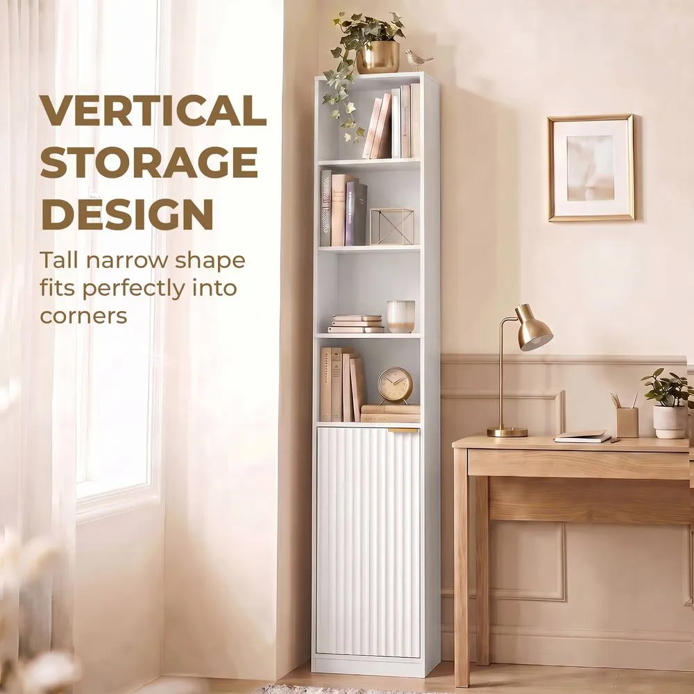 HOMCOM Bookcase Adjustable Shelf 6-Tier in White 6