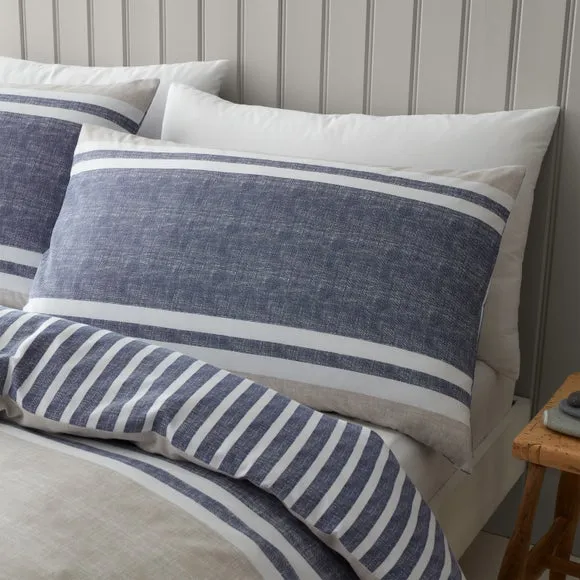 Catherine Lansfield Textured Banded Stripe Reversible Duvet Cover & Pillowcase Set 2