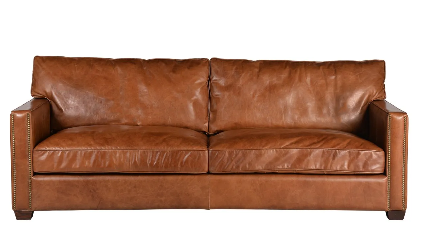Timothy Oulton Viscount William 3 Seater Sofa Old Saddle Leather Nut