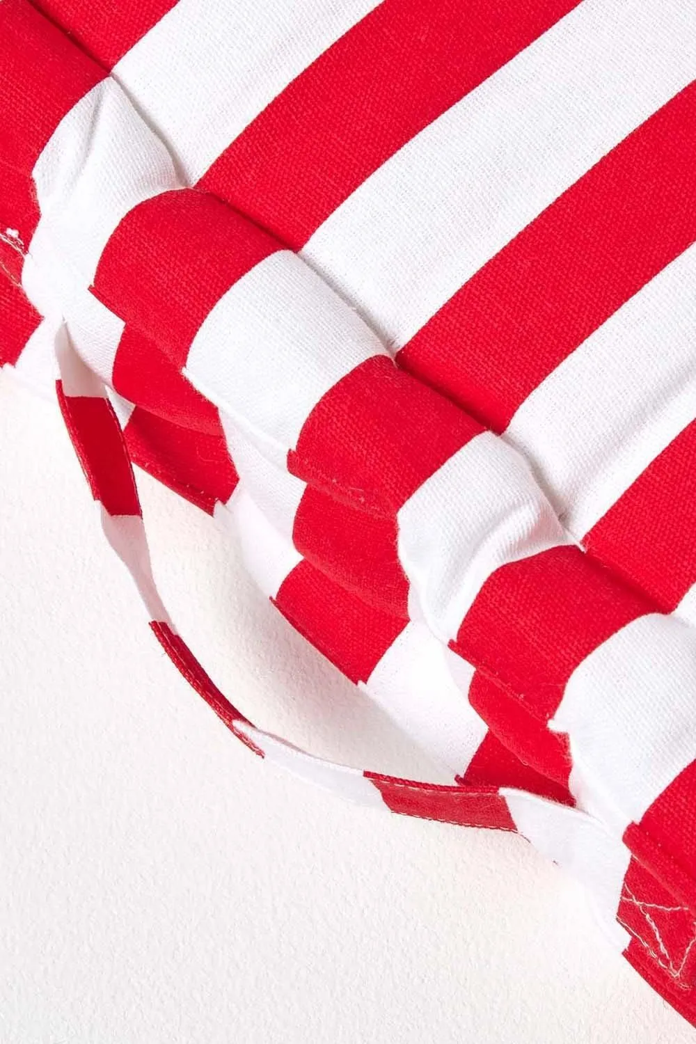 Homescapes Cotton Thick Stripe Floor Cushion in Red 4