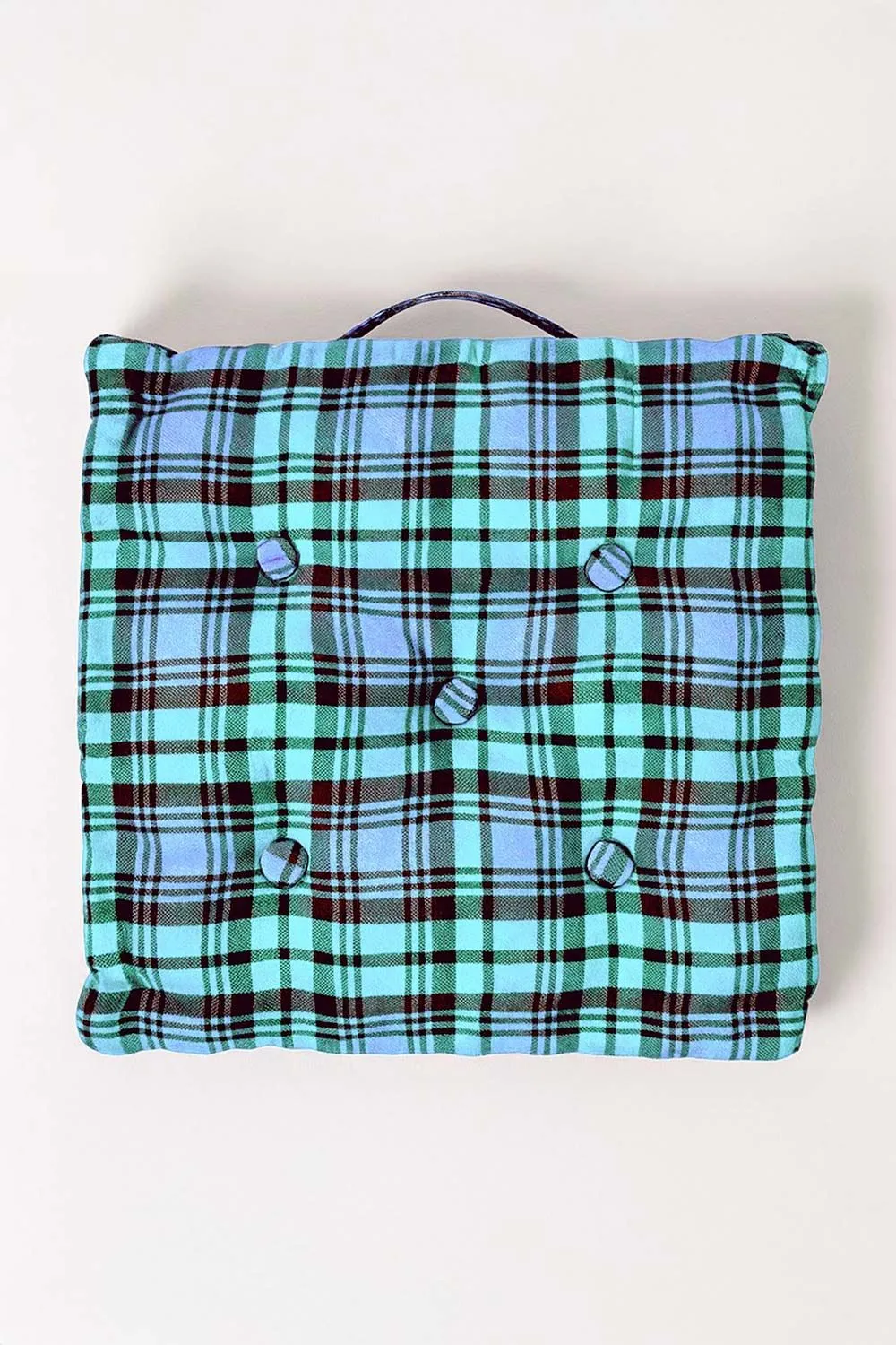 Homescapes Cotton Black Watch Tartan Floor Cushion in Blue 3