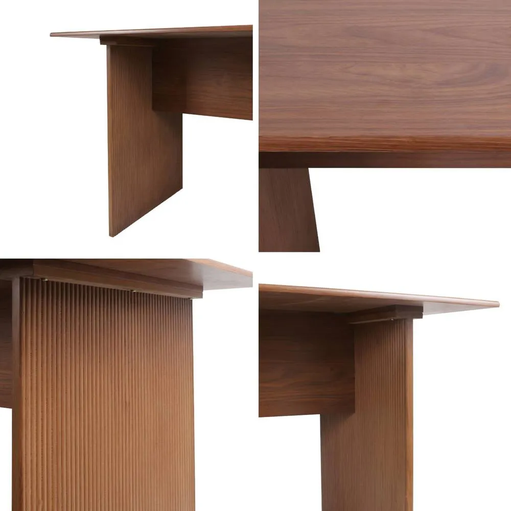 sweeek Rectangular dining table, carved wood effect, seats 4-6, 170cm in Dark Brown 6