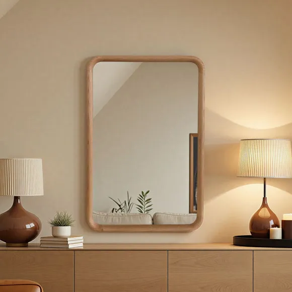 Yearn Solid Oak Curved Wall Mirror 1