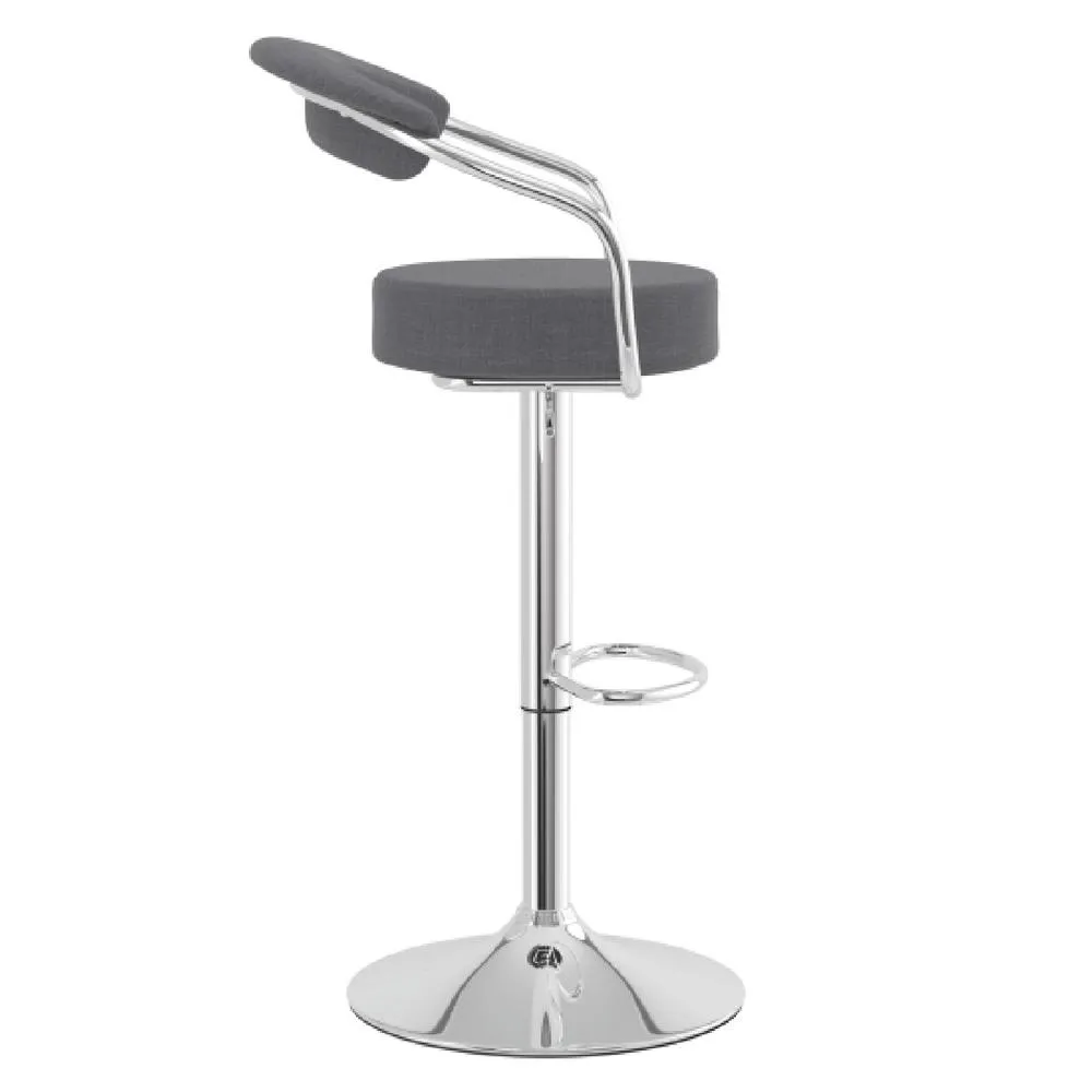 netfurniture Pinnacle Fabric Padded Breakfast Bar Stool Adjustable Height with Arms in Grey 3