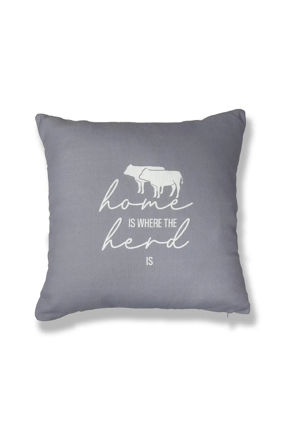 Martex Filled Cushion 100% Polyester - 45 x 45cm - Home is where the herd is in Grey