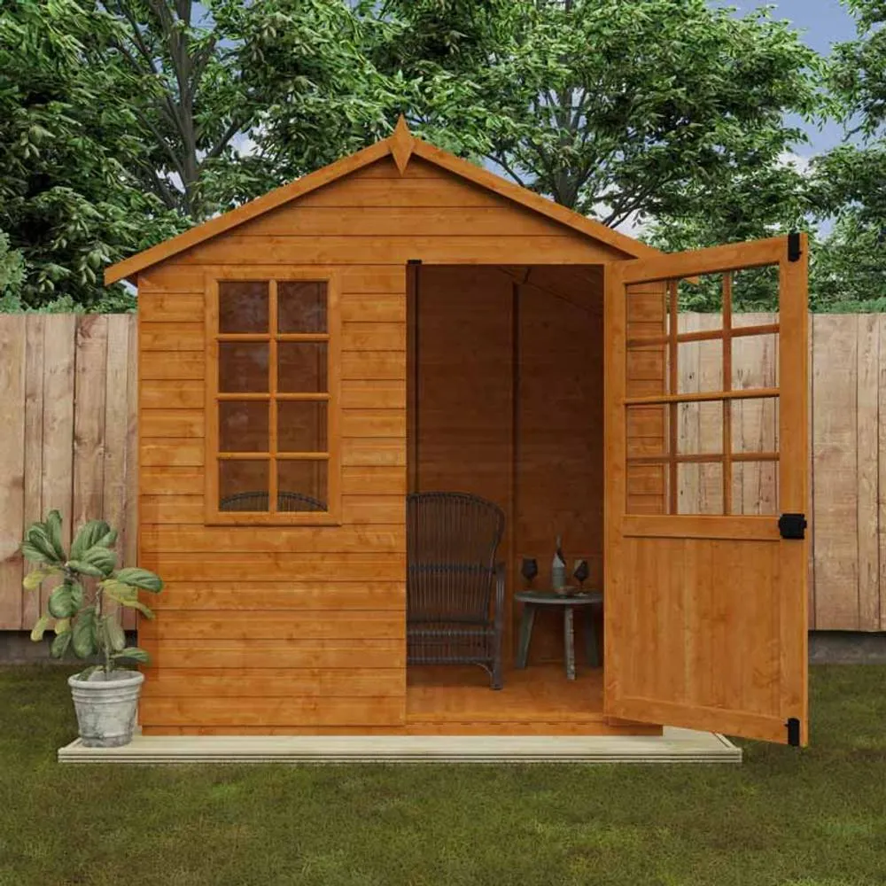 Buttercup Farm 5 x 7 Feet Simple Summer Room 12mm Shed - Solid Wood/Softwood/Pine in Burnt Orange 3