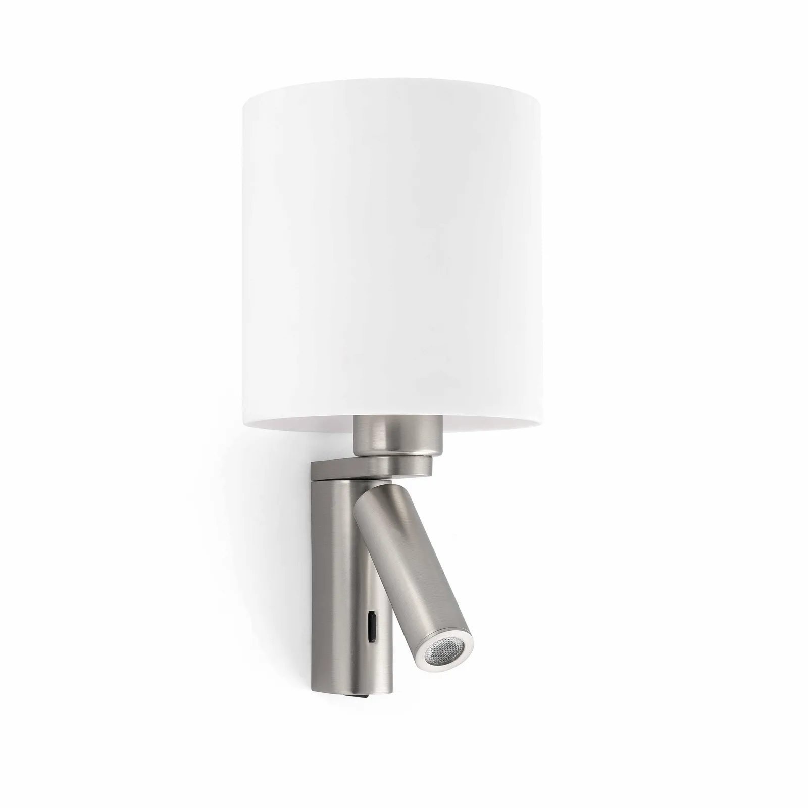 Netlighting Rob 1 Light Indoor Wall Reading Light White Satin Nickel with Shade E27