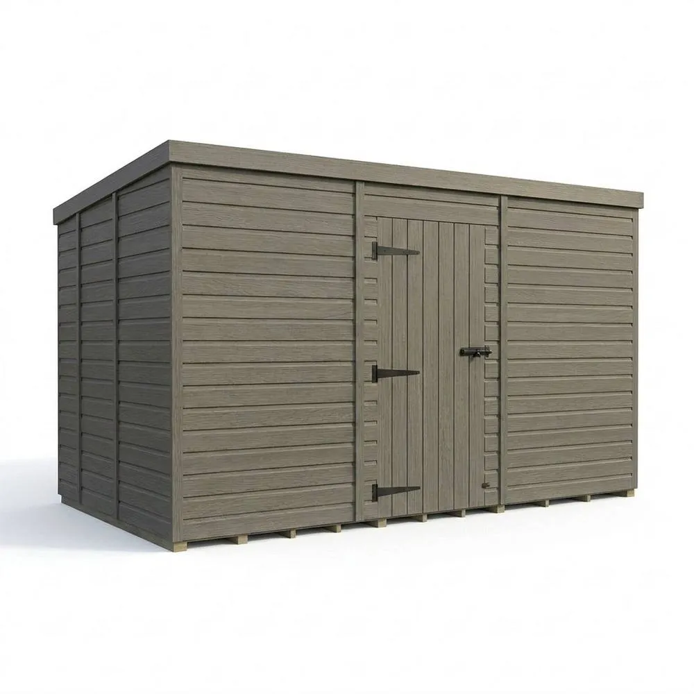 Buttercup Farm 14ft x 9ft Composite Pent Garden Shed Single Door No Windows in Grey