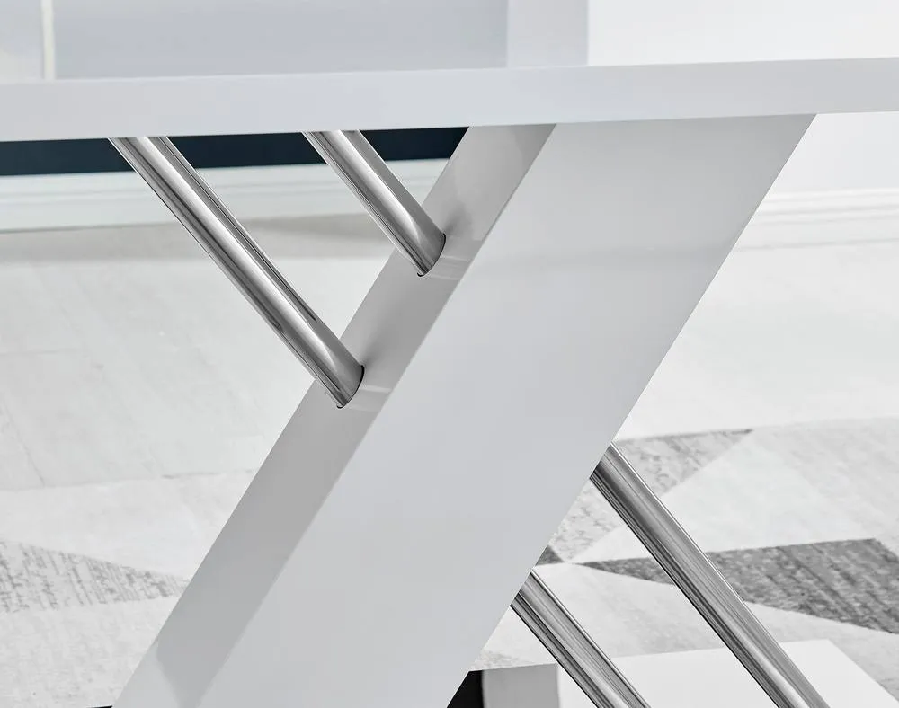 FurnitureboxUK Sorrento 150cm 6-Seater White High Gloss & Chrome Modern Dining Table 5