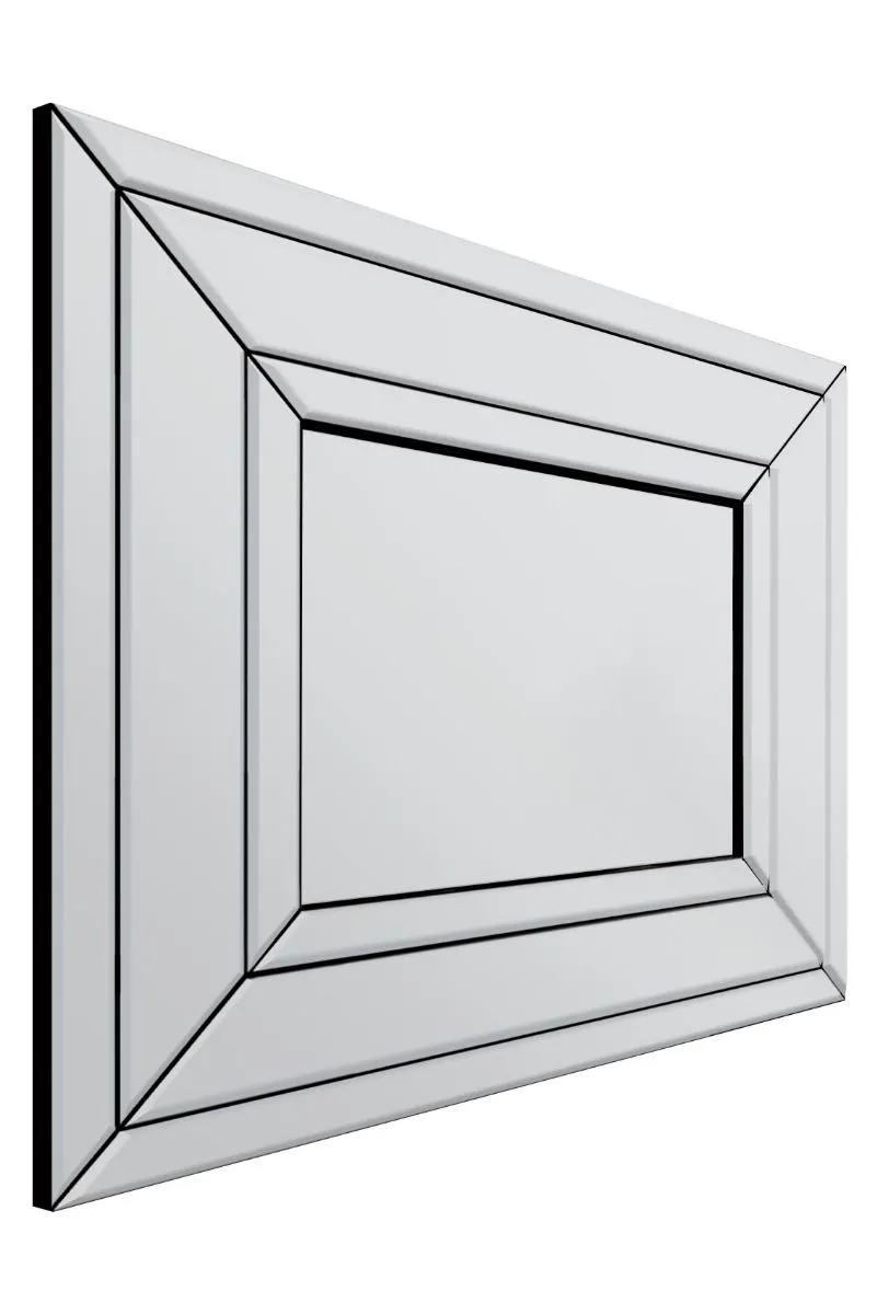 MirrorOutlet Langley All Glass Modern Bevelled Mirror 68 x 58CM in Silver 6