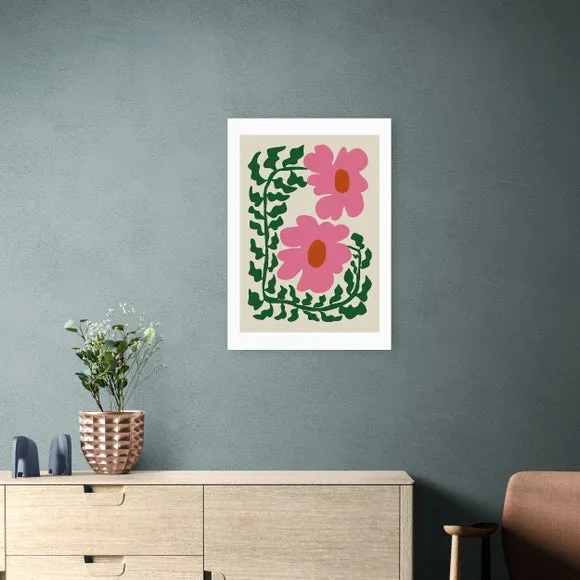 East End Prints Fun Fern And Pink Poppy Print by Miho Art Studio 1
