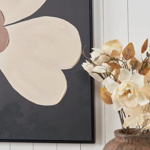 Brown & Natural Large Flower Framed Canvas 4