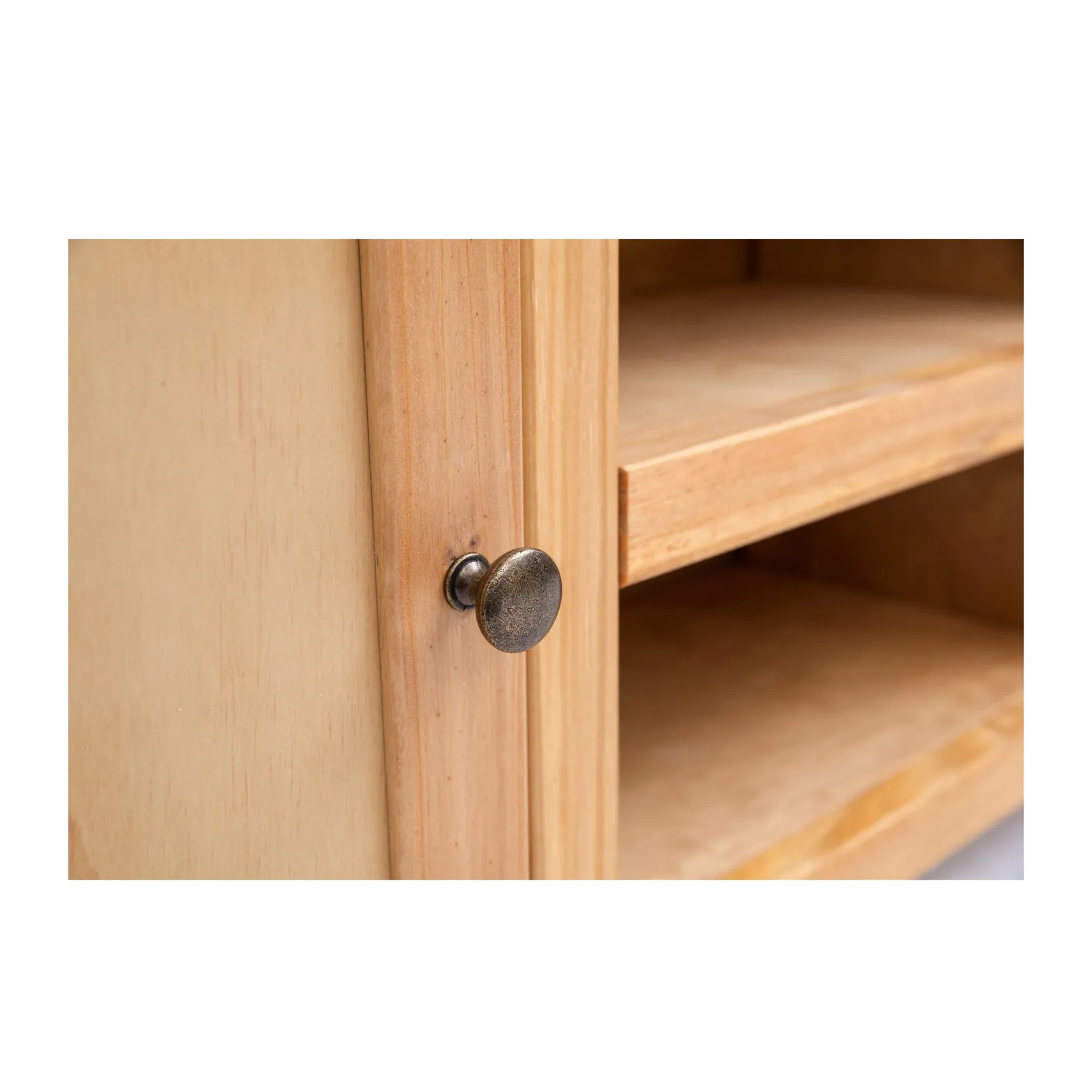 Cabinet Bits Lugo Waxed 2 Door TV Cabinet Brass Knob in Light Brown 5