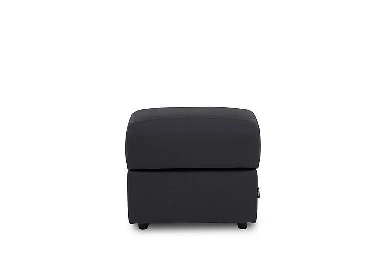 Nicole Square Leather Storage Footstool - Torello Blu