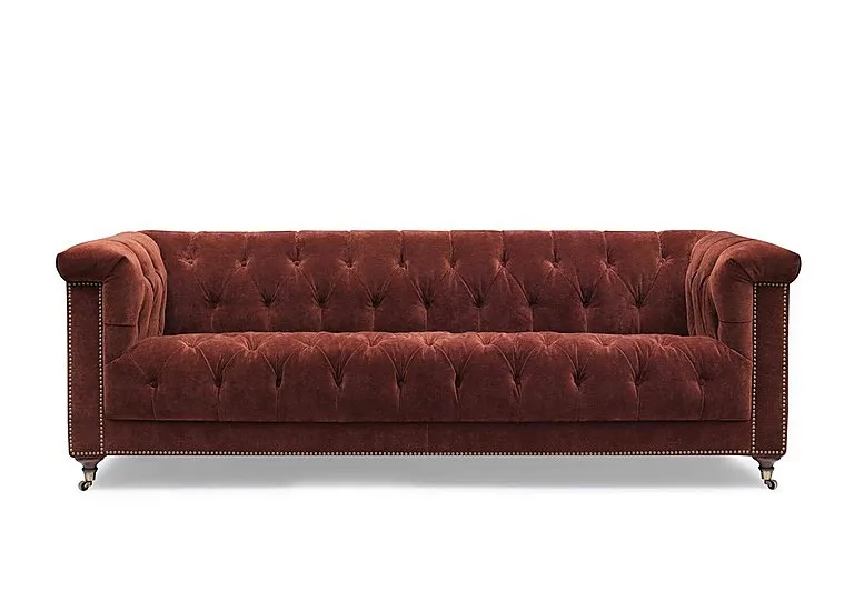 Wallace 4 Seater Fabric Chesterfield Sofa - Tawny