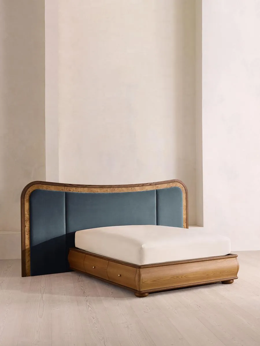 Alana Bed, King, Velvet, Grey Blue