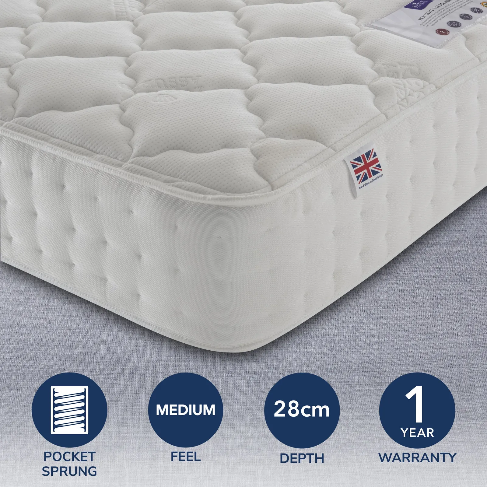 Rest Assured 800 Pocket Memory Mattress White