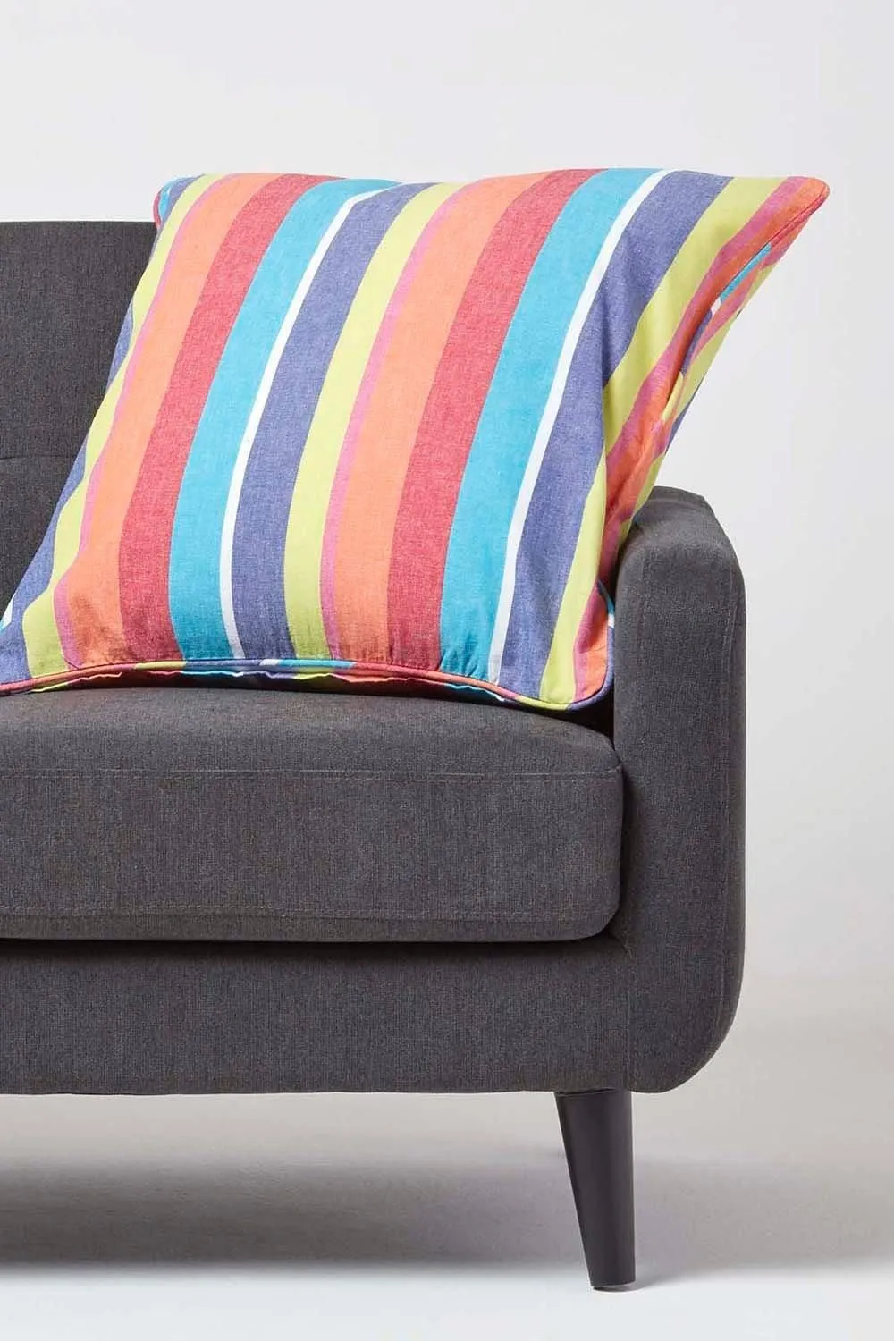 Homescapes Cotton Multi Coloured Stripe Cushion Cover 2