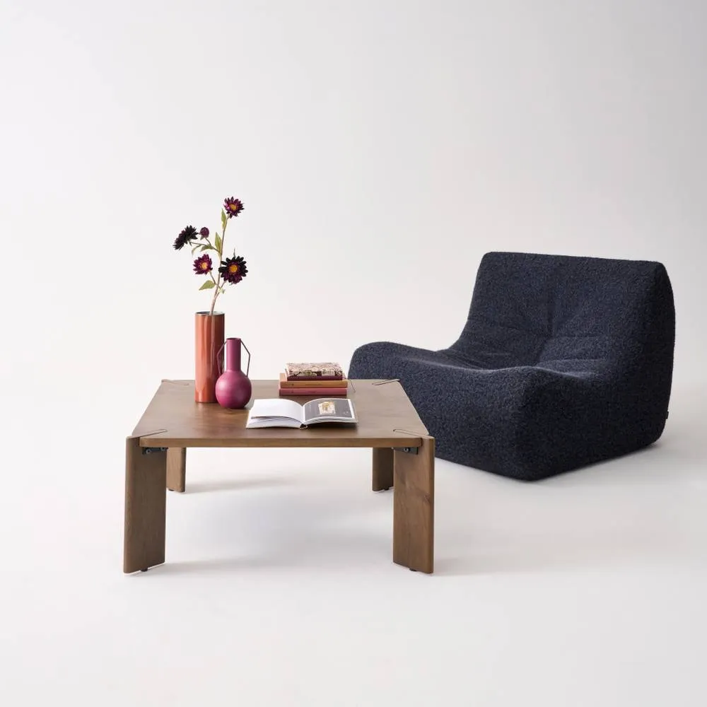sweeek Exotic Square Solid Wood Coffee Table in Dark Brown 1