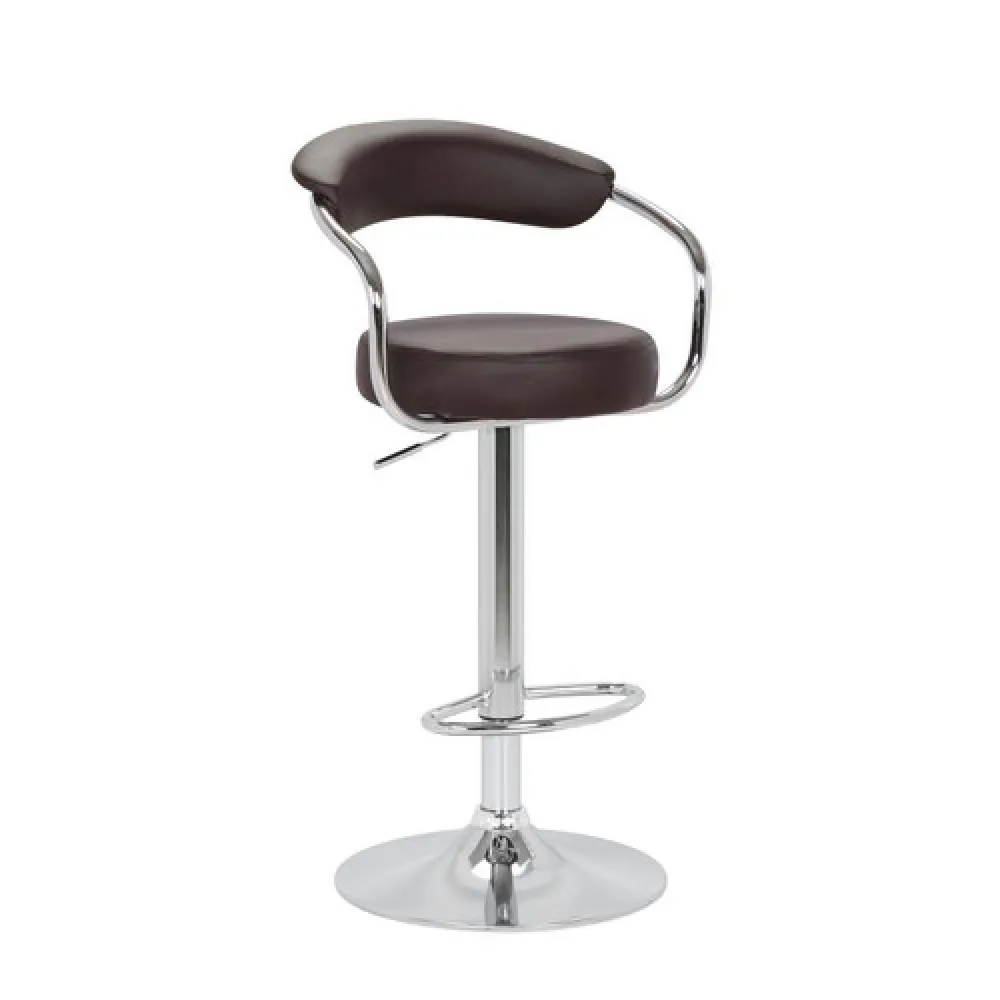 netfurniture Pinnacle Brown Padded Kitchen Bar Stool Adjustable Height With Arms