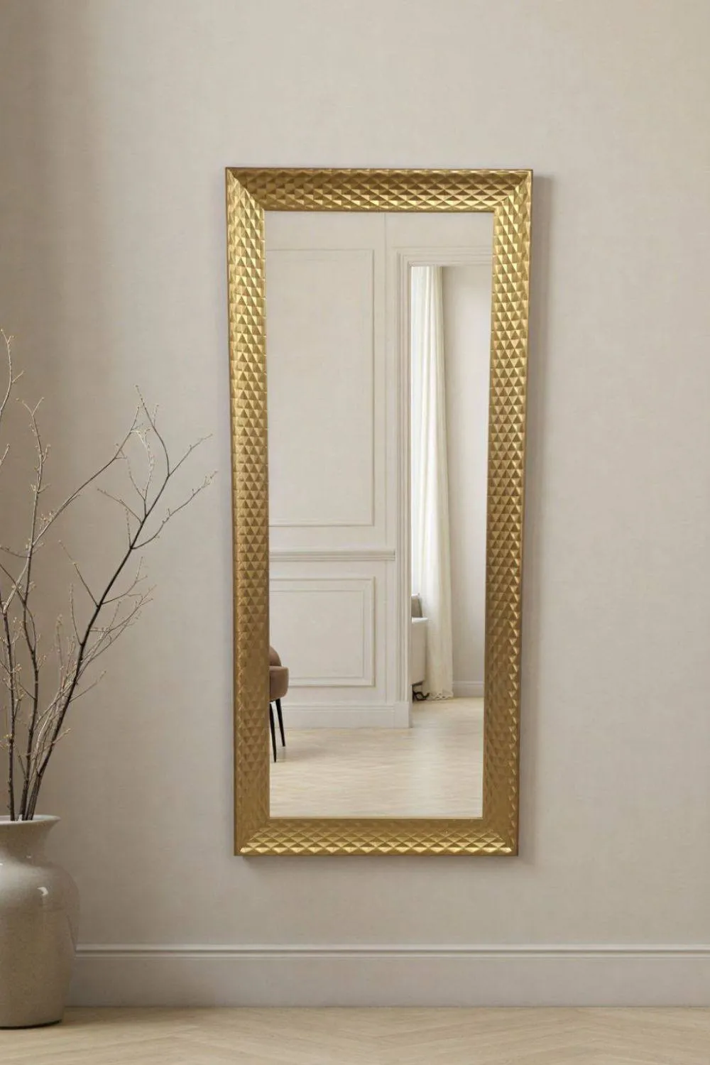 Yearn Mirrors Diamont Tall Framed Gold Bevelled Mirror