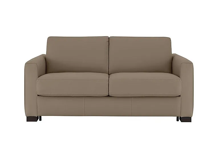 Alcova 2 Seater Leather Sofa Bed with Box Arms - Torello Taupe