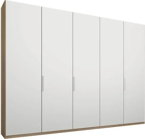 Caren 5 door 250cm Hinged Wardrobe, Oak Frame, Matt White Doors