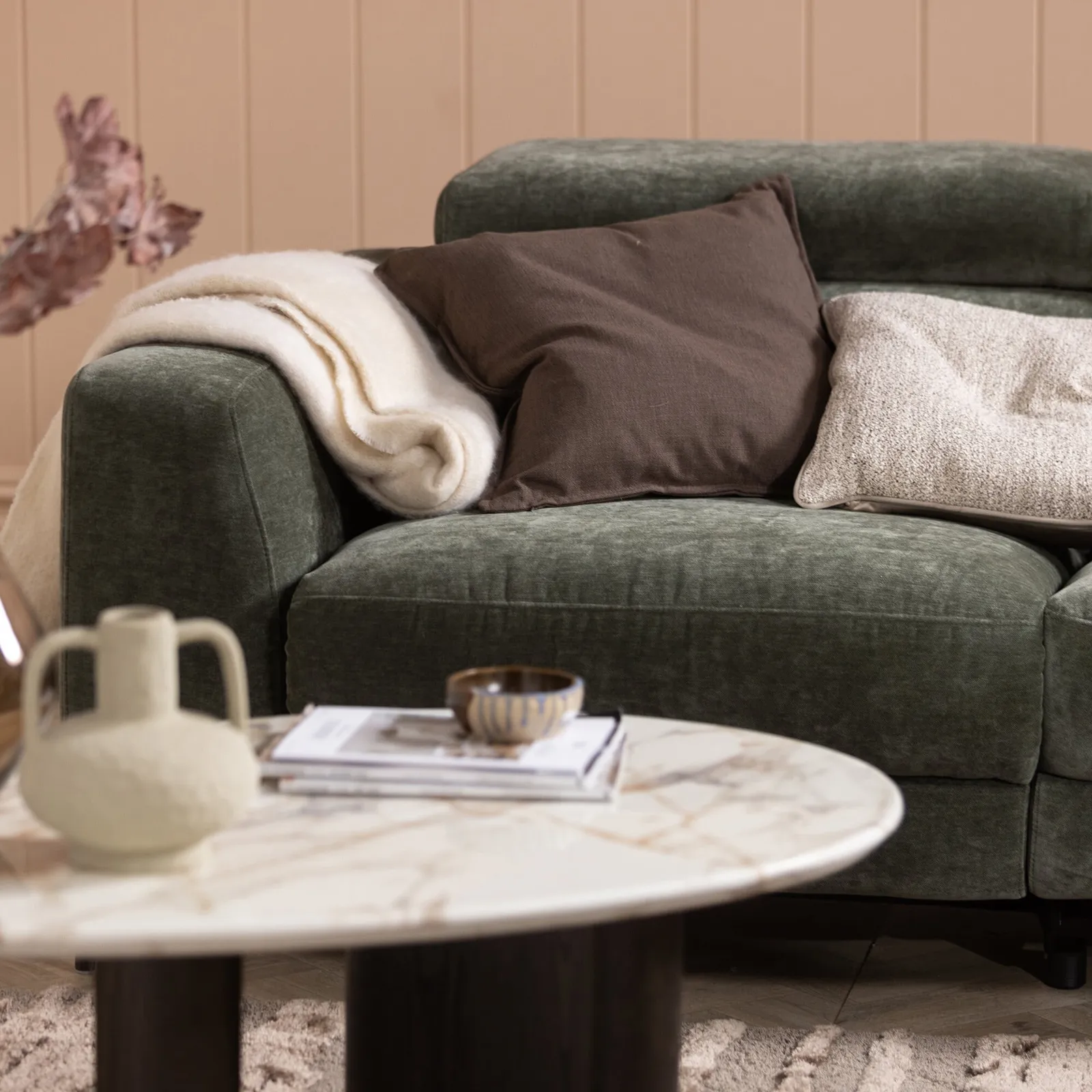 Sandro Right Hand Facing Corner Sofa, Green Fabric | Barker & Stonehouse 6