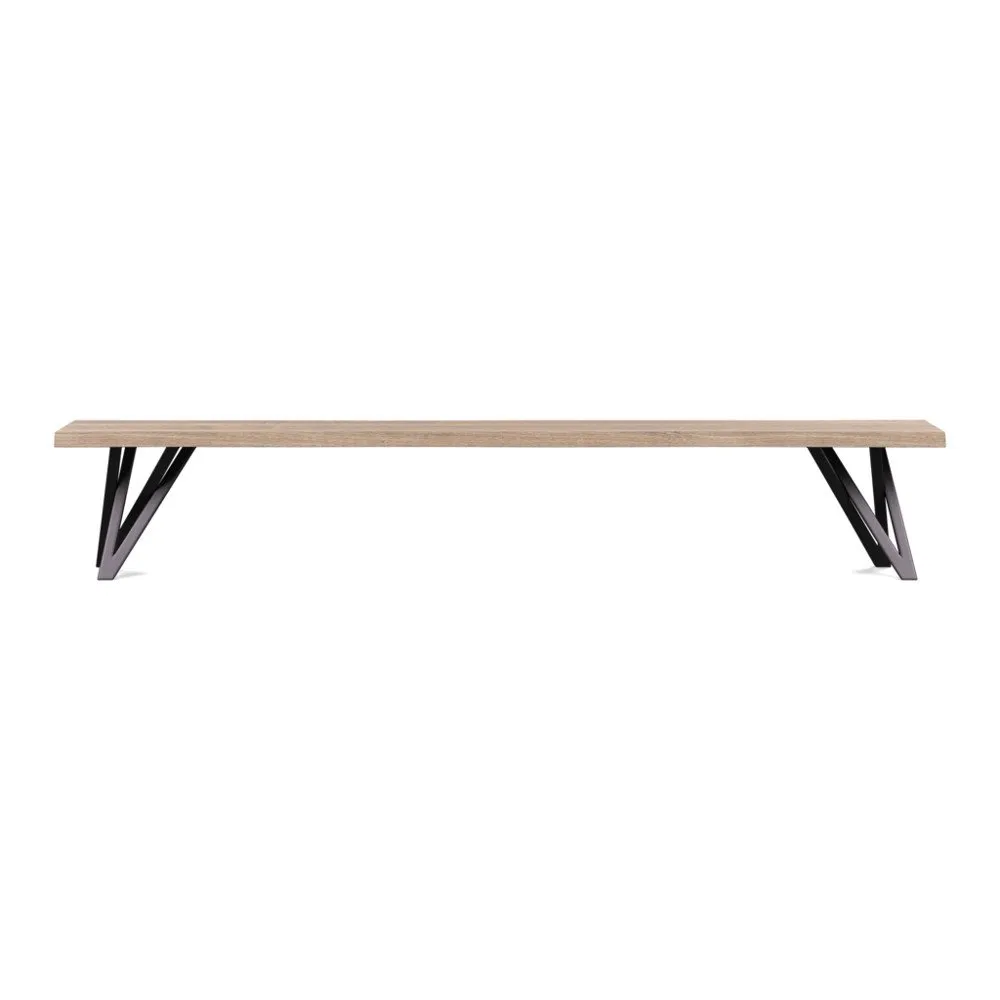 Heal's Vienna Bench 240x35cm Grey Oiled Oak Natural Edge Filled 1