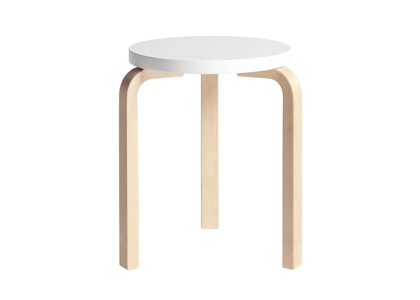 Artek Stool 60 Natural Lacquered Birch White Lacquered