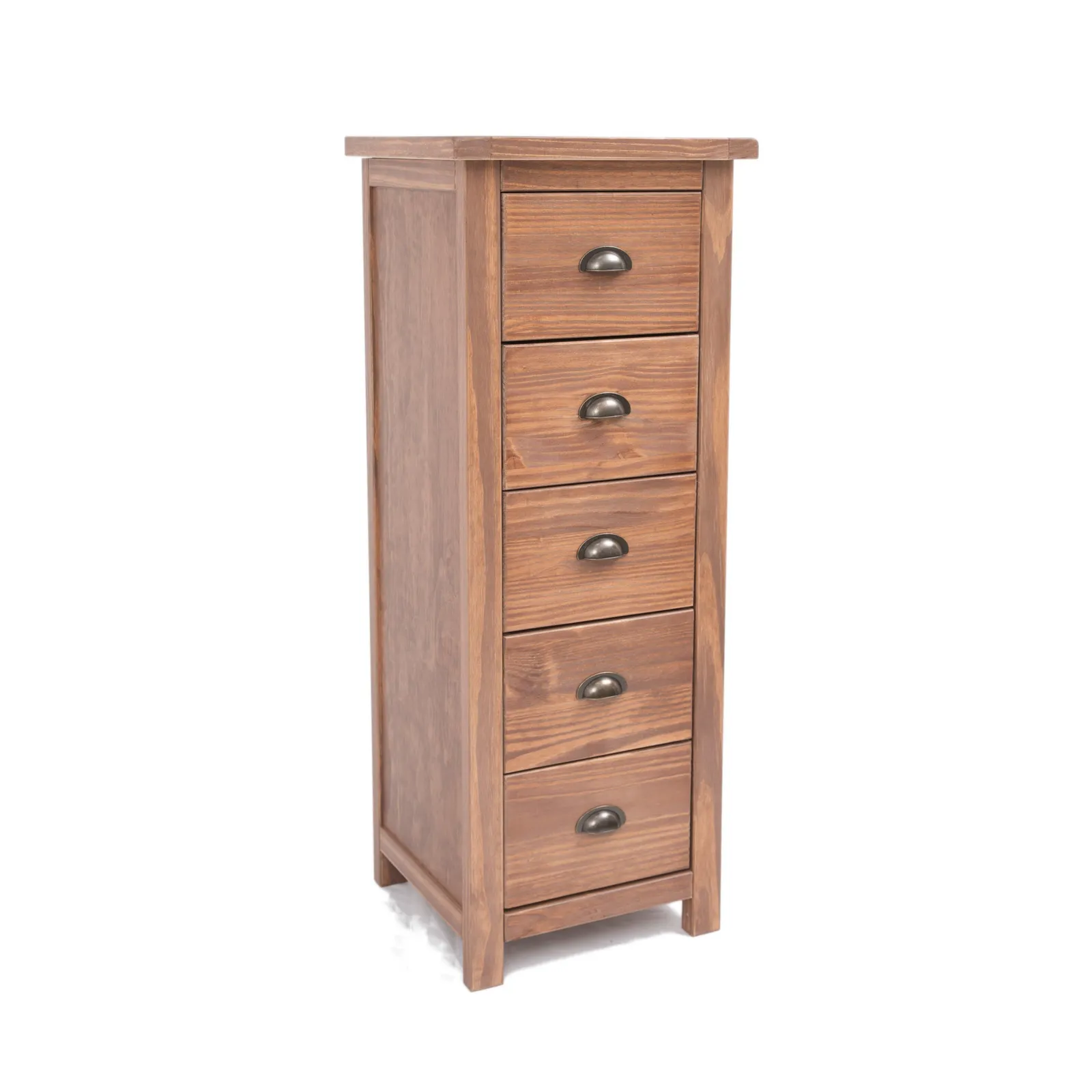 Cabinet Bits Padua 5 Drawer Narrow Chest of Drawers Brass Cup Handle in Brown 2