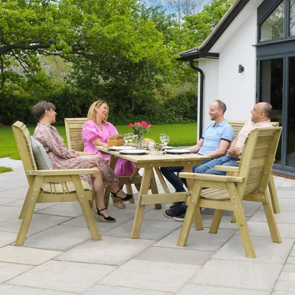 Freya 6 Seater Wooden Rectangle Garden Dining Set 2