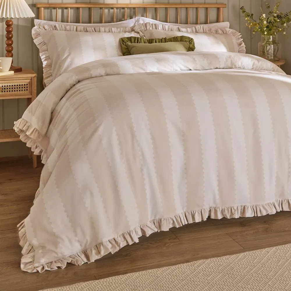 Wylder Birdie Stripe Ruffle Duvet Cover Set in Natural 3