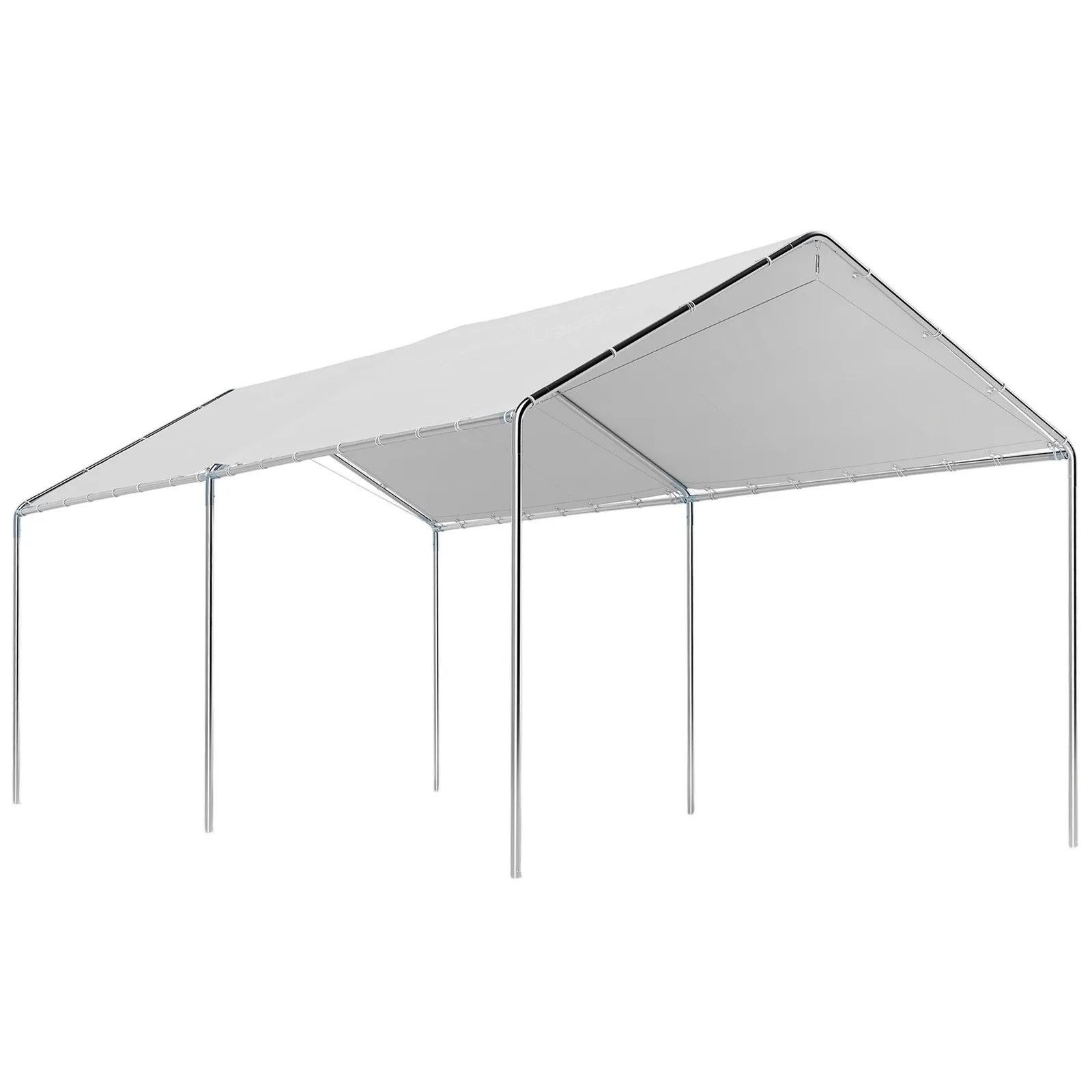 OUTSUNNY 2-Rooms Outdoor Carport Galvanized Steel Frame Tent UV Resistant in White 2