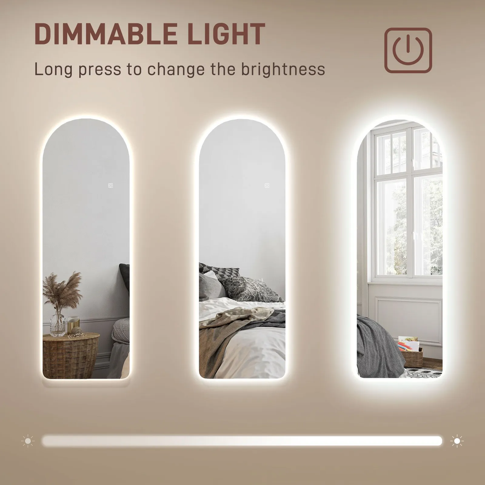 HOMCOM Full Length Wall Mirror with Lights Dimming & 3 Colour Adjustable in Clear 5