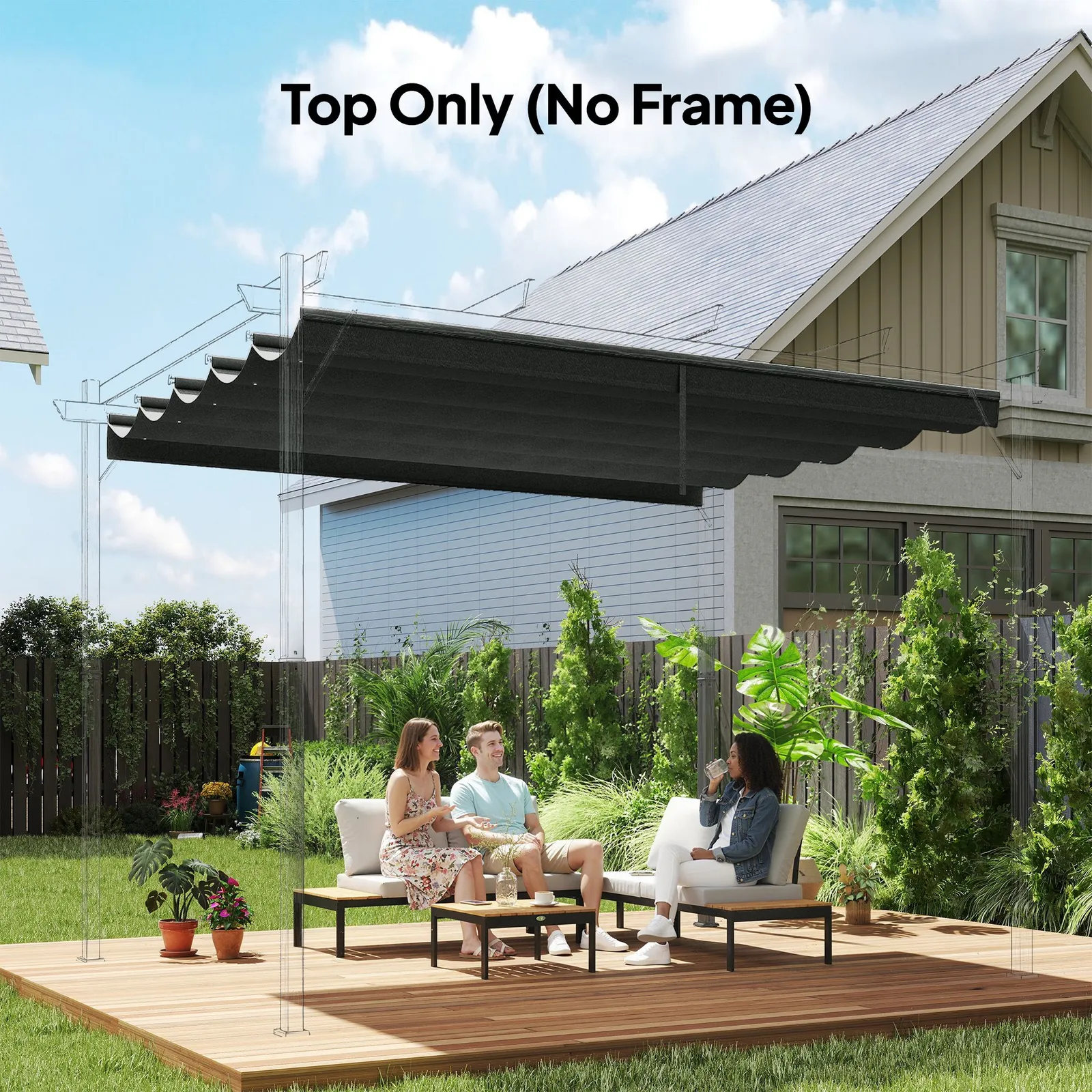 OUTSUNNY 2.55x2.5 m Pergola Cover Replacement for 3x3 m Frame in Dark Grey 1