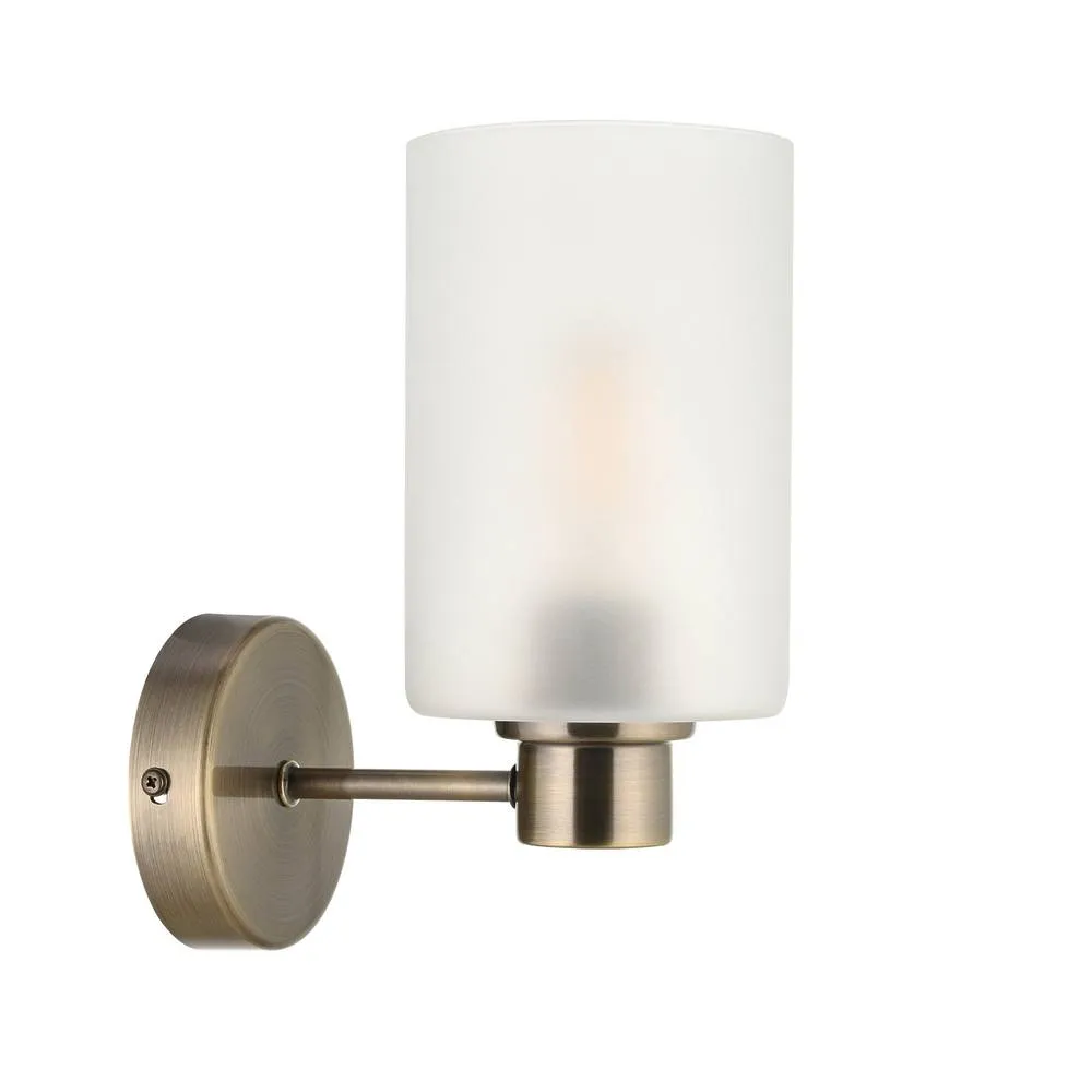First Choice Lighting Panton - Antique Brass Wall Light with Frosted Glass Shades in Bronze