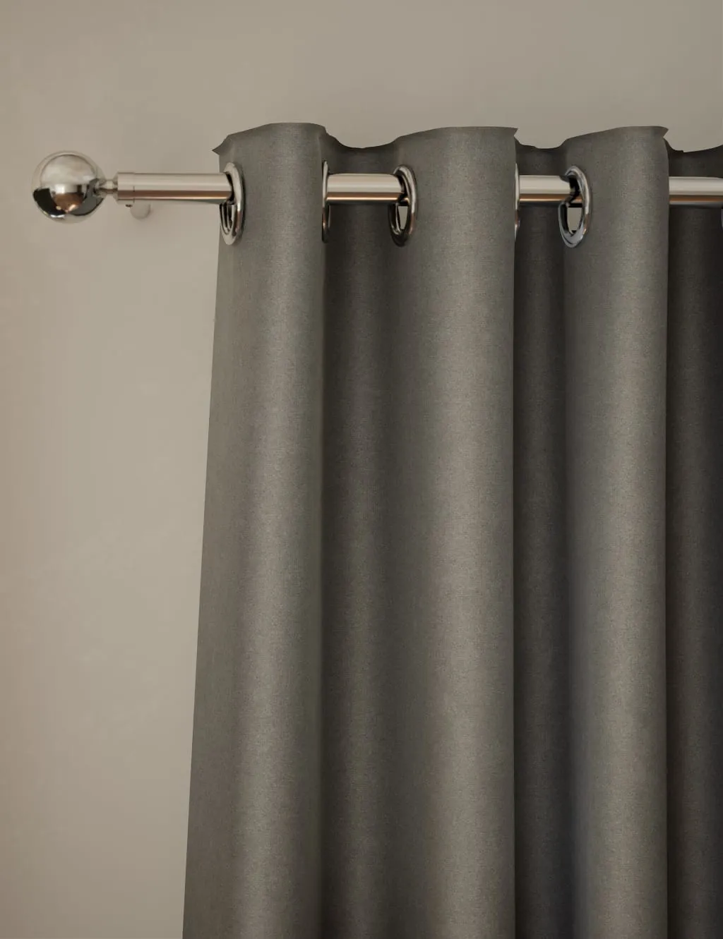 M&S Velvet Eyelet Ultra Thermal Curtains Light Grey