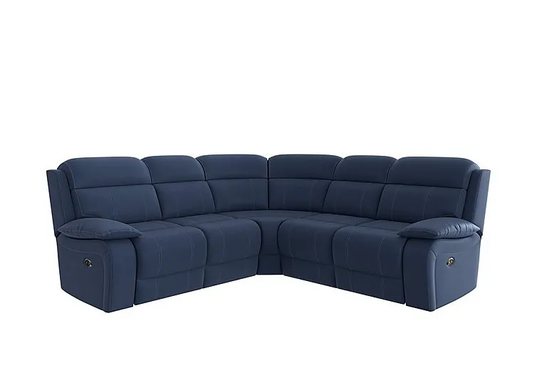 Moreno Fabric Manual Recliner Corner Sofa - Blue