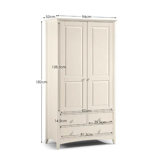 Cameo Double 3 Drawer Wardrobe, Stone 5